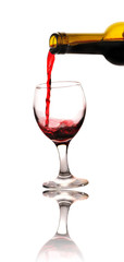 red wine poured in to a glass