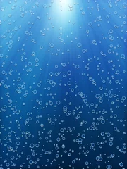 Crédence de cuisine en verre imprimé Sous-marin Fond de bulles de mer bleue