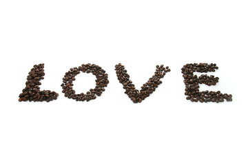 love, lettrage en grain de café