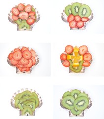 Collage of fruit & Scallop shells