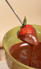 chocolate fondue kit and strawberry