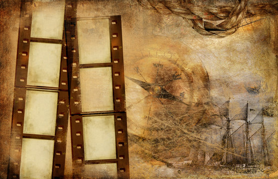 vintage background with film strips