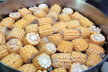 Photograph of cooking corn in pan
