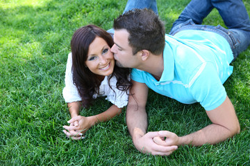 Couple Kisssing in the Park