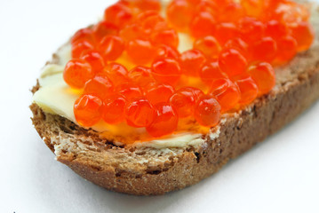 sandwich with salmon caviar and butter