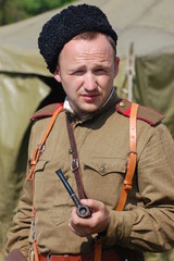 Soviet soldier of WW2. Reenacting. Kiev,Ukraine