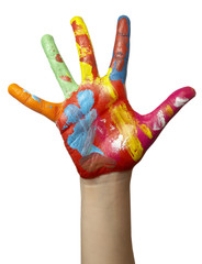 color painted child hand