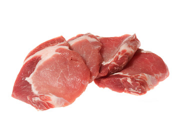 Raw pork isolated on white background