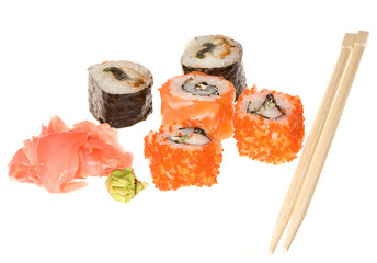 sushi on white background