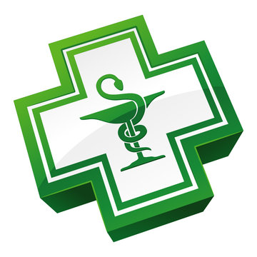 Pharmacy green cross - Croix pharmacie et caduc&eacute;e