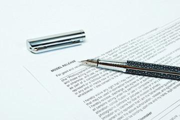 Model release and pen close up