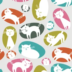 Peel and stick wall murals Cats seamless pattern