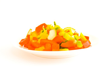 Chopped Peppers on a Plate