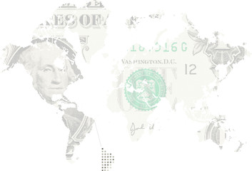 Fototapeta na wymiar Us dollar as worl map