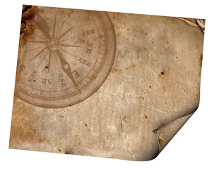 Compass on the old paper