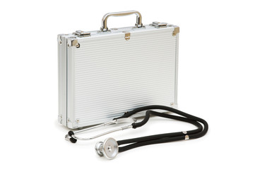 Stethoscope and case isolated on the white