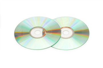 Two cd discs isolated on the whte
