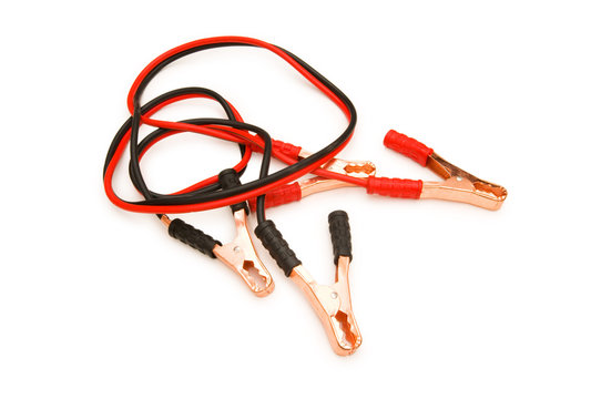 Battery cables isolated on the white background