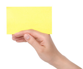 Fototapeta premium yellow card in a hand