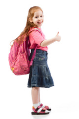 Very Young elementary age girl with pink backpack