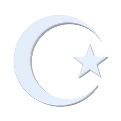 White Islamic religious sign isolated on white.