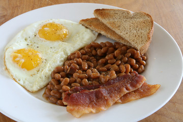 Fried Eggs with Beans and Toast