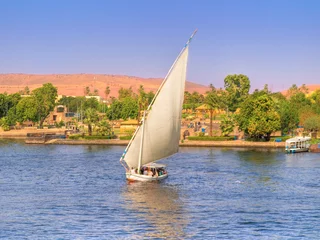 Papier Peint photo Lavable Egypte Images from Nile: Feluka sailing