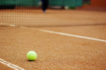 Tennis ball in the tennis court