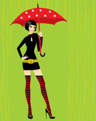 Brunette with umbrella