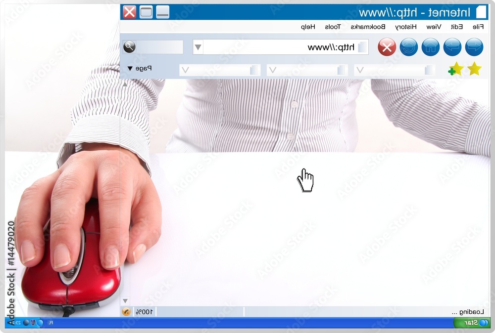 Fototapete view from inside of computer with internet browser on screen