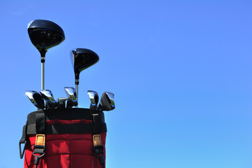 Golf Clubs in a Red Bag