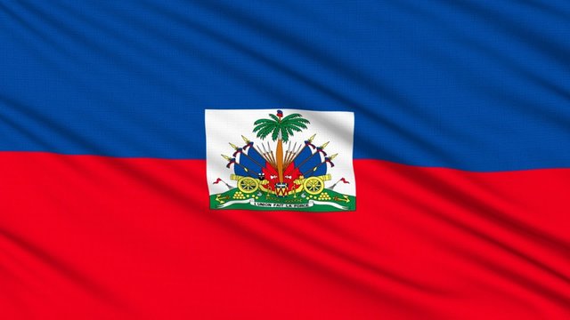 Haiti flag, with real structure of a fabric