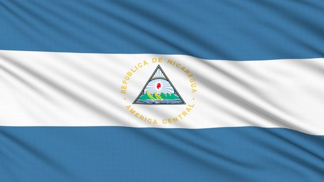 Nicaragua flag, with real structure of a fabric