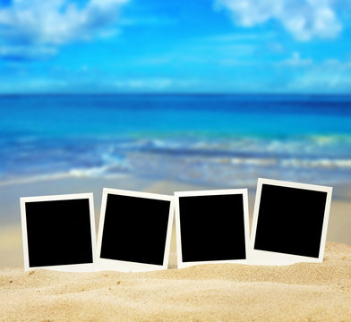 polaroid fotos on the beach