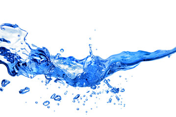 water splash with bubbles isolated on white