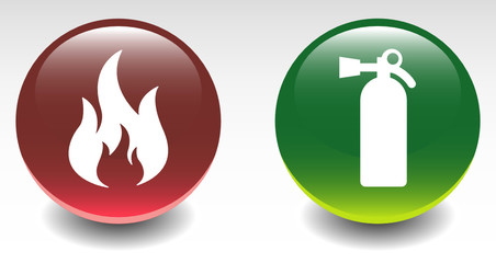 Fire & Fire Extinguisher Sign Icons