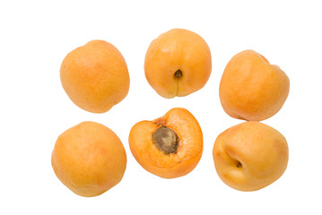 Apricot and cross-section isolated on white background