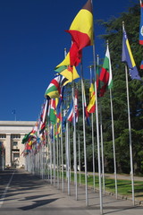 international flags in row