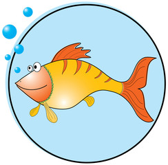 Golden fish. Vector illustration. Sketch simulate.