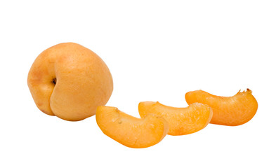 Apricot and segments isolated on white background