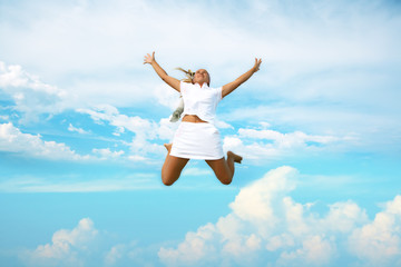 Obraz premium Jumping in clouds