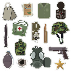 Collection of vector clipart military army stickers isolated on white