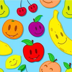 Seamless, smiling fruit background