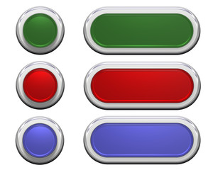 Set of shiny buttons isolated on white.
