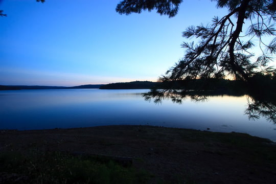 Time Lapse at Dusk, Sunset over a Wilderness Lake