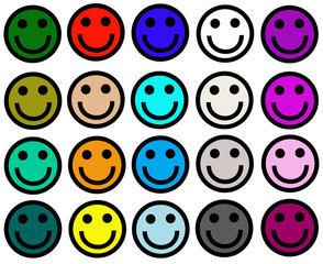 Set of Colorful Smiley Faces