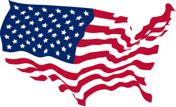USA Flag in the Shape of the United States