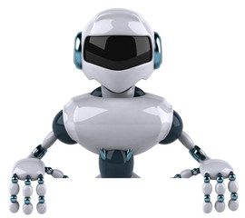 Robot avec un panneau blanc