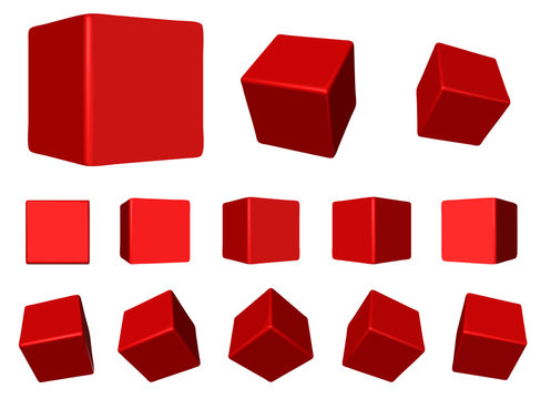 red 3d rotating cubes