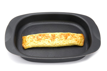 cooking chiken roll on white